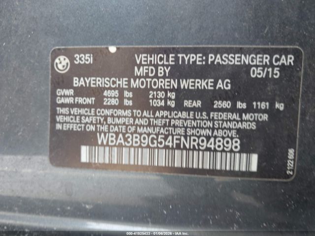 2015 BMW 335I WBA3B9G54FNR94898 Photo 8
