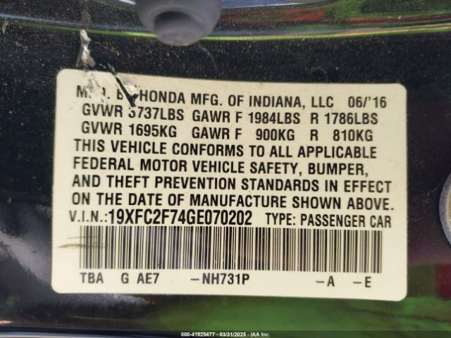 19XFC2F74GE070202 Honda CIVIC EX