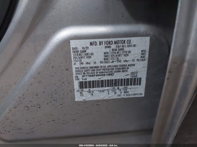 3FTTW8F96NRB10882 Ford Maverick Xlt
