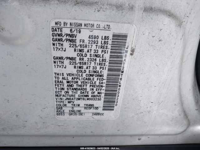 JN8AT2MT6LW003230 Nissan Rogue Sv Fwd