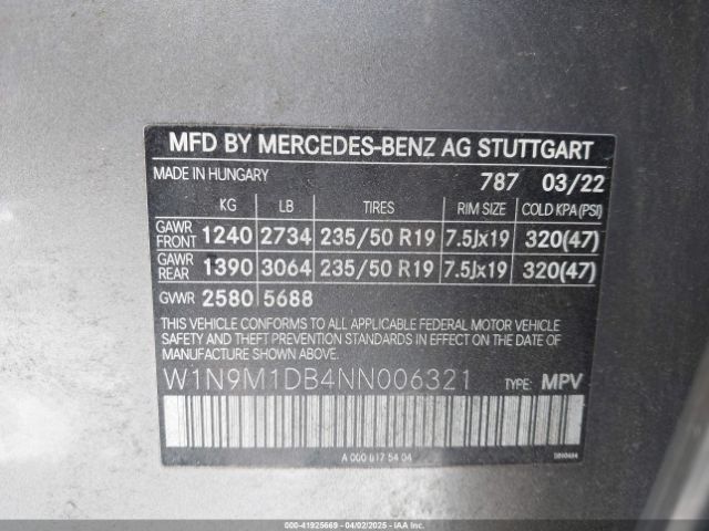 W1N9M1DB4NN006321 Mercedes-Benz electric motor