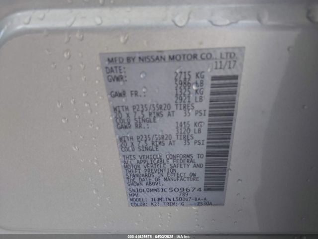 5N1DL0MM8JC509674 Infiniti QX60