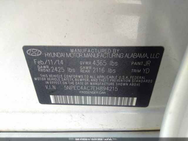 5NPEC4AC7EH894215 Hyundai Sonata Limited
