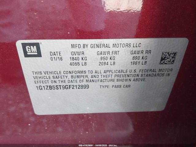 1G1ZB5ST9GF212899 Chevrolet MALIBU LS