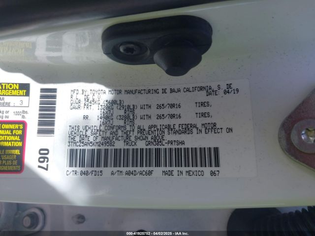 3TMCZ5AN5KM249582 Toyota Tacoma Trd Off Road