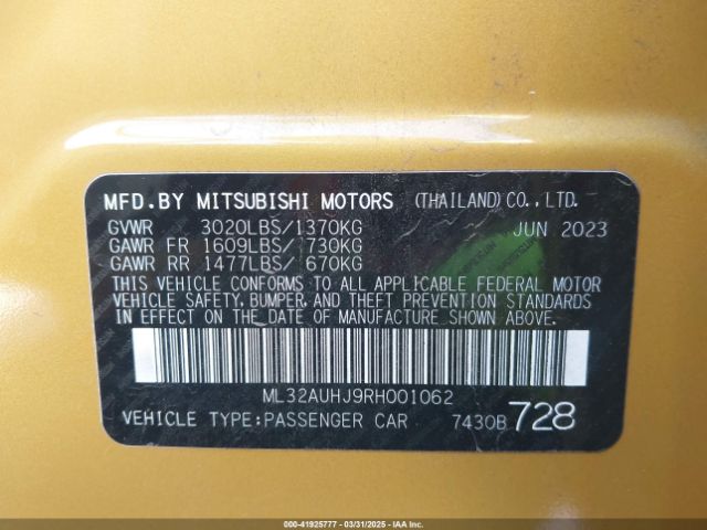 ML32AUHJ9RH001062 Mitsubishi Mirage Es/le