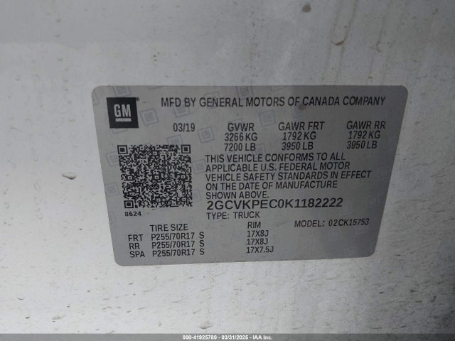 2GCVKPEC0K1182222 Chevrolet Silverado 1500 Ld Lt