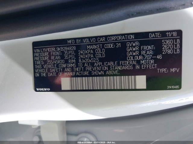 2019 VOLVO XC60 LYV102RL9KB284828 Photo 8