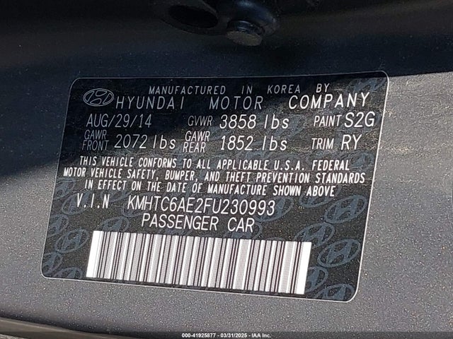 Продаж на аукціоні авто 2015 Hyundai Veloster Turbo, vin: KMHTC6AE2FU230993, номер лоту: 41925877