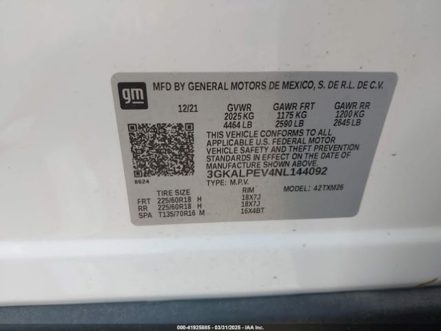 3GKALPEV4NL144092 GMC Terrain Fwd Slt