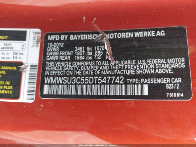 2013 MINI HARDTOP WMWSU3C55DT547742 Photo 8