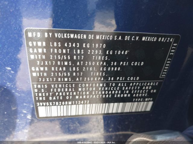 3VV5X7B26RM113472 Volkswagen Taos 1.5t S