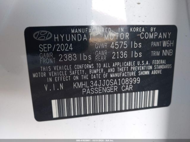 KMHL34JJ0SA108999 Hyundai Sonata Hybrid Sel