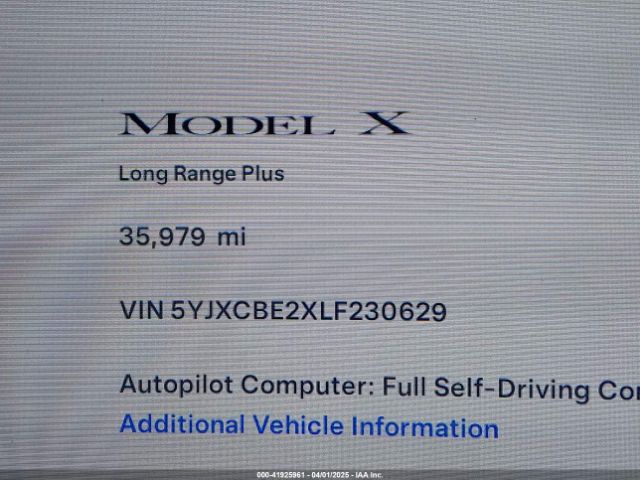5YJXCBE2XLF230629 Tesla Model X Long Range Dual Motor All-wheel Drive/long Range Plus Dual Motor All-wheel Drive