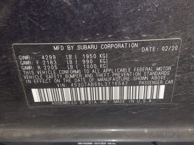 4S3GTAB68L3716547 Subaru Impreza 5-door