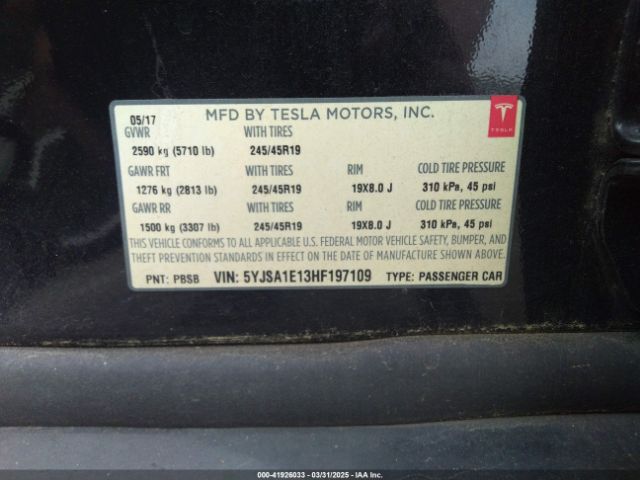 2017 TESLA MODEL S 5YJSA1E13HF197109 Photo 8