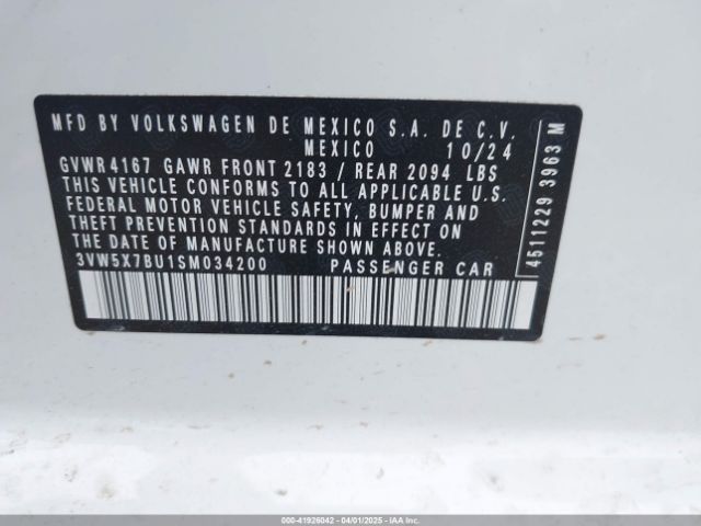 3VW5X7BU1SM034200 Volkswagen Jetta 1.5t S