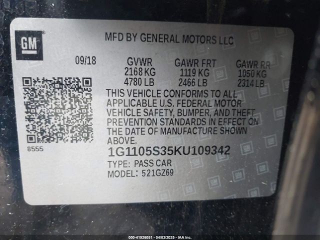 1G1105S35KU109342 Chevrolet Impala Premier