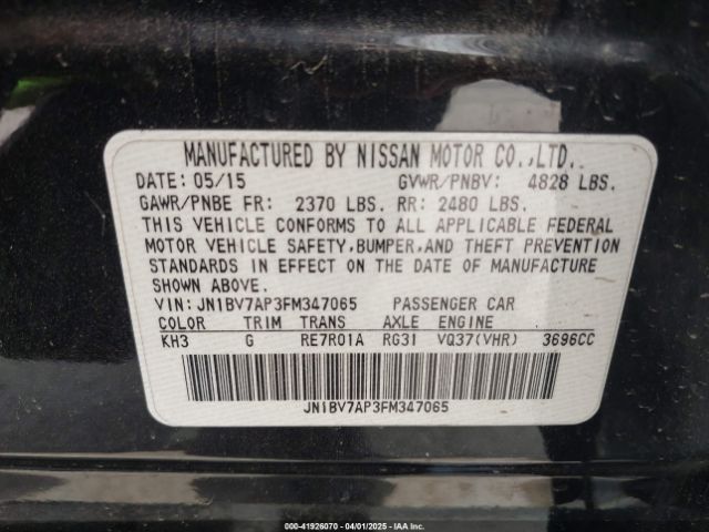 JN1BV7AP3FM347065 Infiniti Q50 Premium