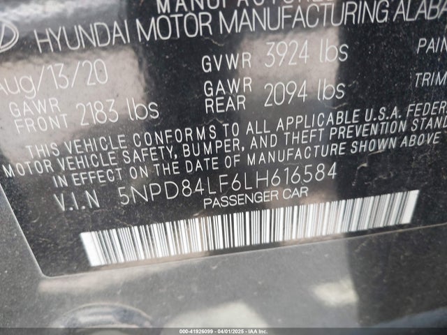 5NPD84LF6LH616584 Hyundai Elantra Value Edition