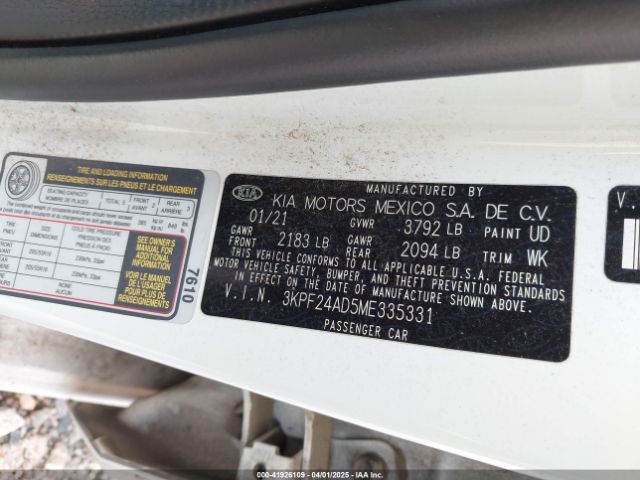 3KPF24AD5ME335331 KIA Forte Lxs