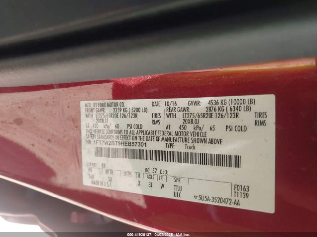 1FT7W2BT9HEB57301 Ford F-250 Lariat