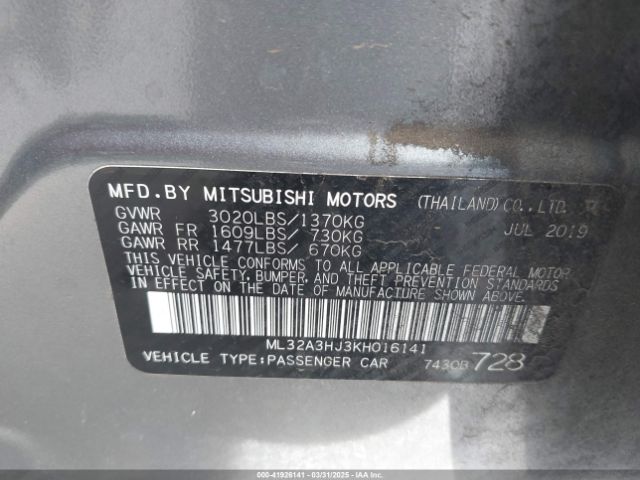 2019 MITSUBISHI MIRAGE ML32A3HJ3KH016141 Photo 8