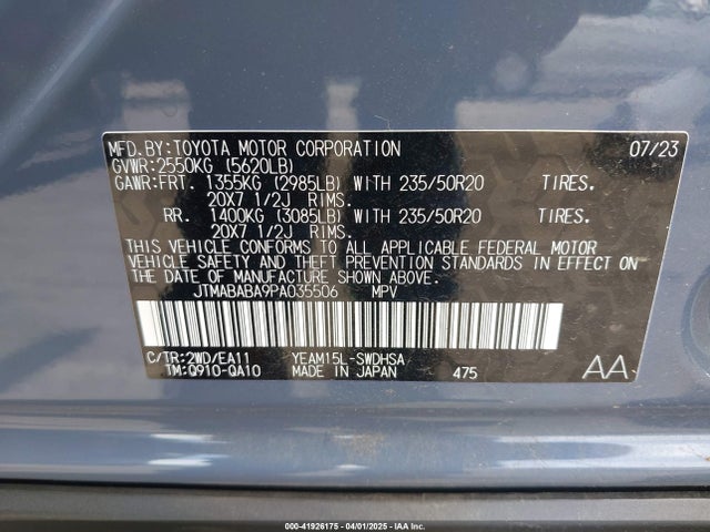 JTMABABA9PA035506 Subaru Solterra Touring