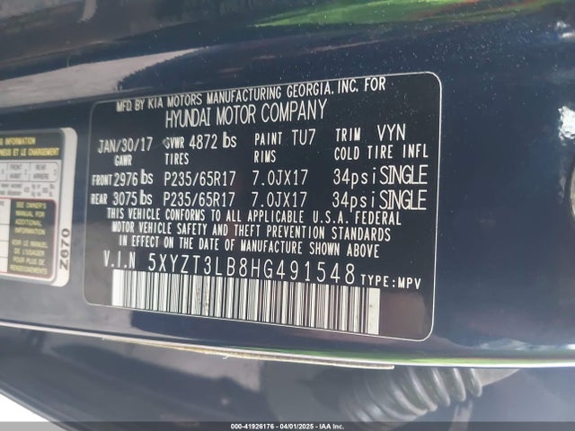 5XYZT3LB8HG491548 Hyundai Santa Fe Sport 2.4l