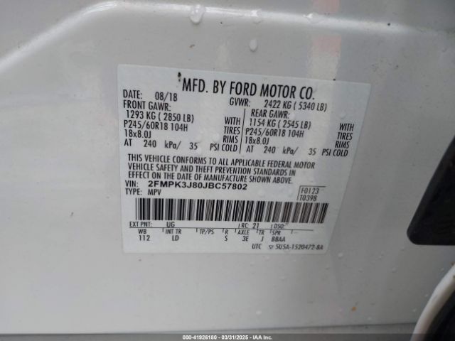 2FMPK3J80JBC57802 Ford EDGE SEL