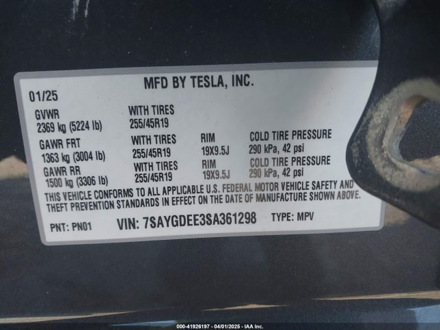 2025 TESLA MODEL Y 7SAYGDEE3SA361298 Photo 8