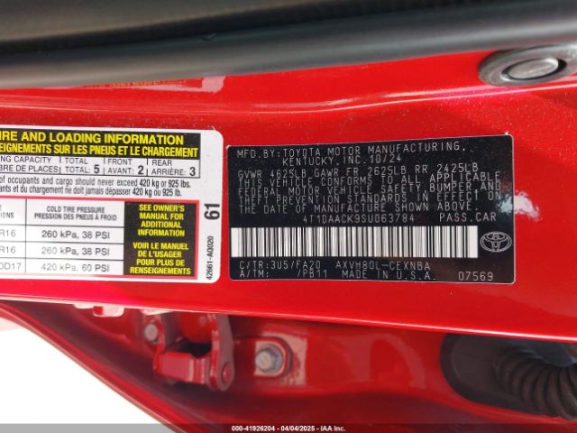 4T1DAACK9SU063784 Toyota CAMRY LE