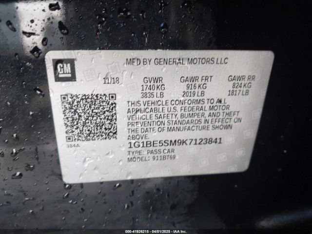 1G1BE5SM9K7123841 Chevrolet CRUZE LT