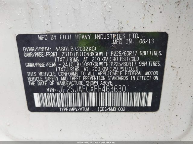 JF2SJAECXEH463630 Subaru Forester 2.5i Premium