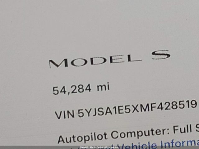 5YJSA1E5XMF428519 Tesla Model S Long Range Dual Motor All-wheel Drive