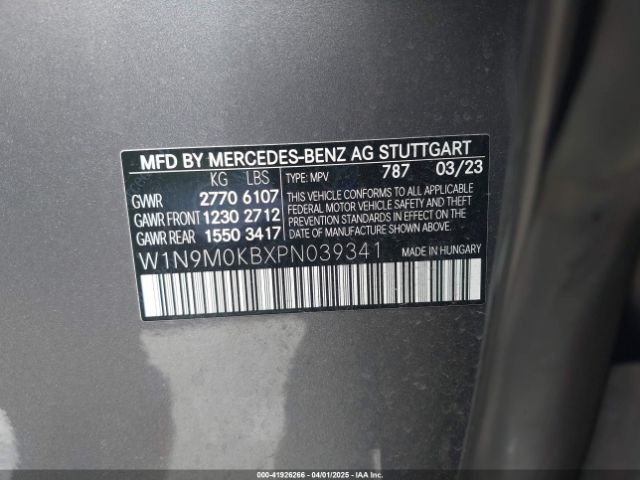W1N9M0KBXPN039341 Mercedes-Benz Eqb 300 Suv 4matic