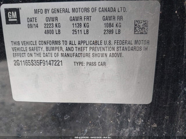 Продажа на аукционе авто 2015 Chevrolet Impala 2lz, vin: 2G1165S35F9147221, номер лота: 41926280