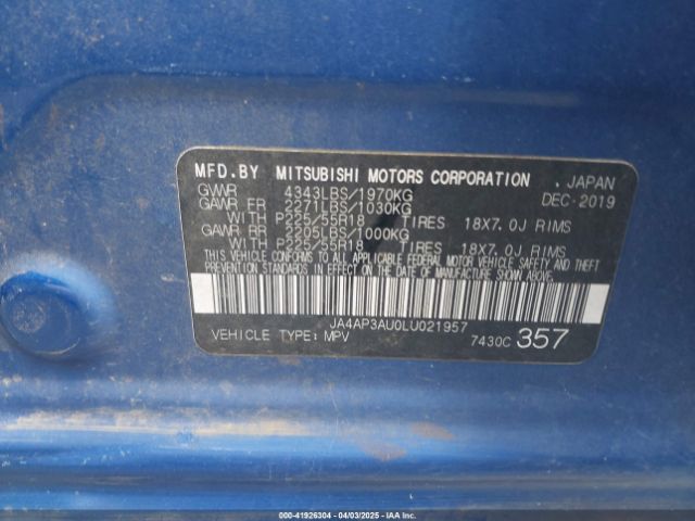 2020 MITSUBISHI OUTLANDER SPORT JA4AP3AU0LU021957 Photo 8