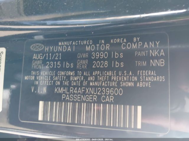 KMHLR4AFXNU239600 Hyundai Elantra N Line
