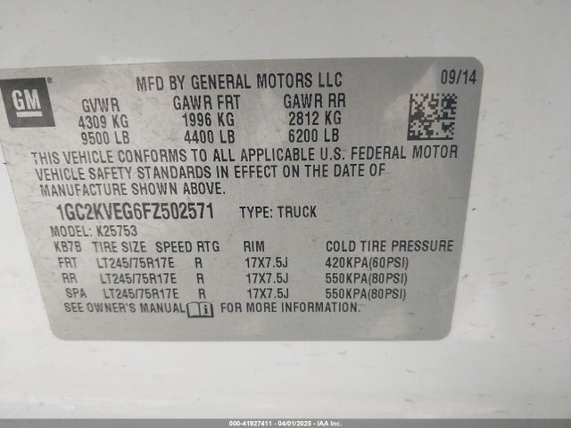 1GC2KVEG6FZ502571 Chevrolet Silverado 2500hd Lt