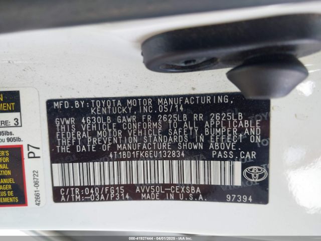 4T1BD1FK6EU132834 Toyota Camry Hybrid Se Limited Edition