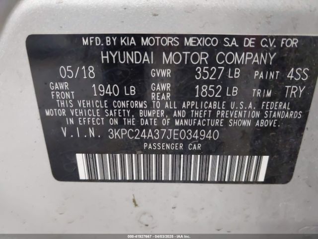 3KPC24A37JE034940 Hyundai ACCENT SE
