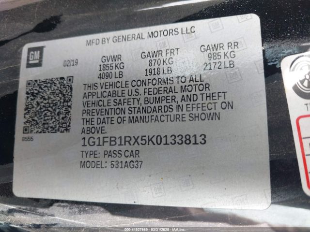1G1FB1RX5K0133813 Chevrolet Camaro 1lt
