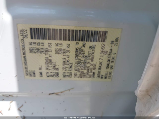 5N1BT3BA1NC713692 Nissan Rogue Sv Fwd