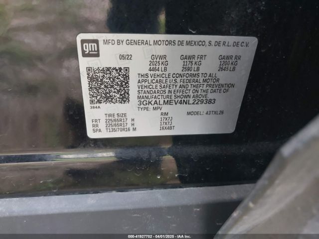 3GKALMEV4NL229383 GMC Terrain Fwd Sle