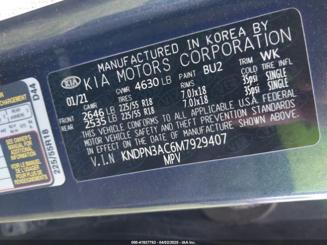 KNDPN3AC6M7929407 KIA Sportage Ex