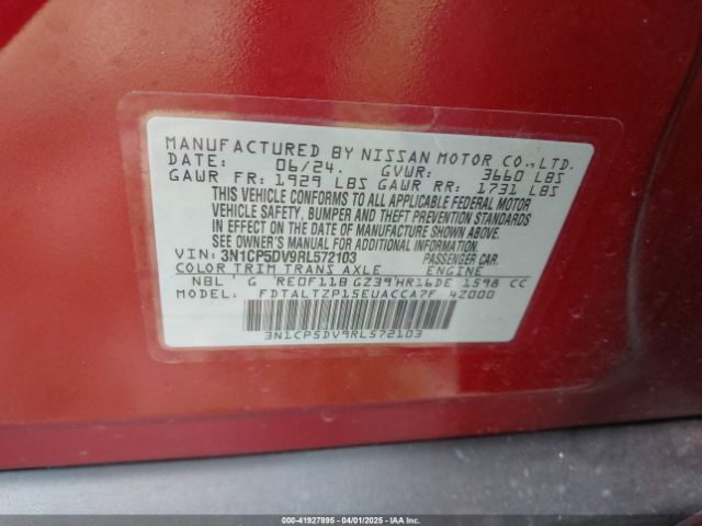 3N1CP5DV9RL572103 Nissan Kicks Sr Xtronic Cvt