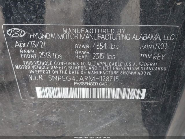 5NPEG4JA9MH128715 Hyundai SONATA SE