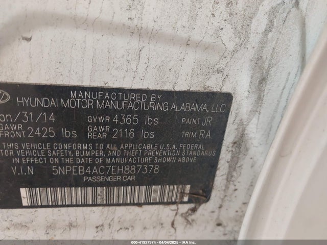 Hyundai SONATA GLS 2014 5NPEB4AC7EH887378 Image 9