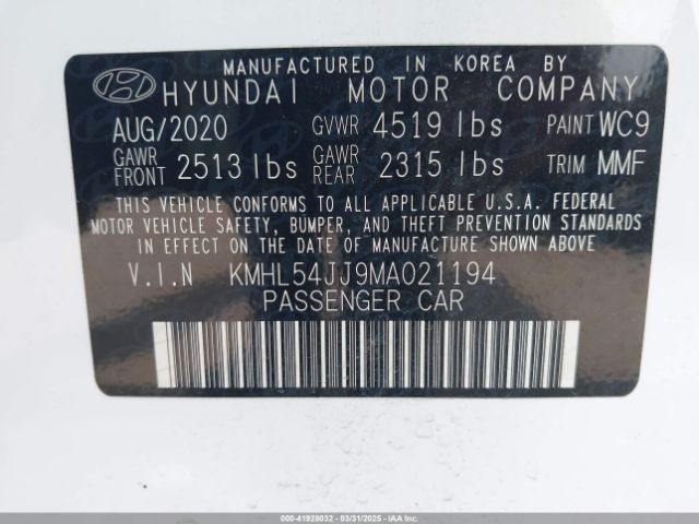 KMHL54JJ9MA021194 Hyundai Sonata Limited